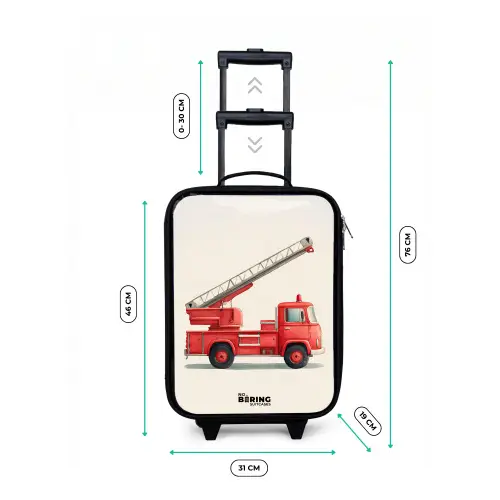 Brandweerwagen - Getekend - Rood Kinderkoffer - Zwart klein -productfoto_formaten