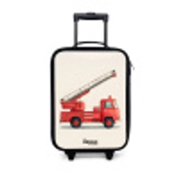 Brandweerwagen - Getekend - Rood Kinderkoffer - Zwart klein -3d