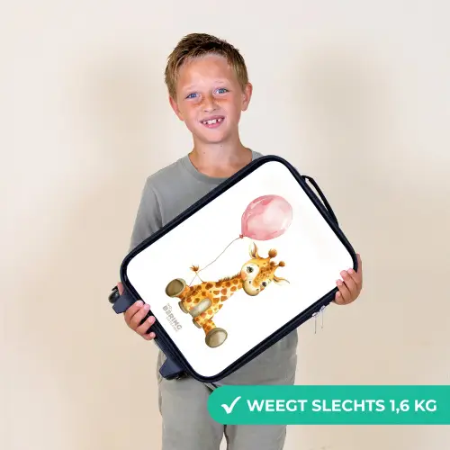 Giraffe met roze ballon Kinderkoffer - Zwart klein -sfeer4_NL