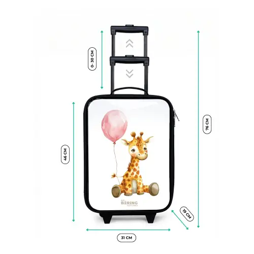 Giraffe met roze ballon Kinderkoffer - Zwart klein -productfoto_formaten