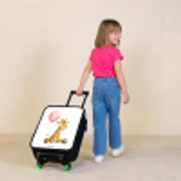 Giraffe met roze ballon Kinderkoffer - Zwart klein -sfeer1