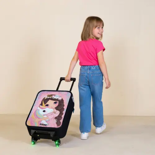 Meisje - Eenhoorn - Glitter Kinderkoffer - Zwart klein -sfeer1