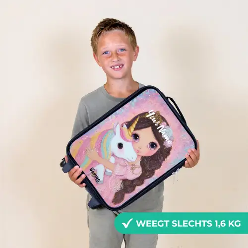 Meisje - Eenhoorn - Glitter Kinderkoffer - Zwart klein -sfeer4_NL