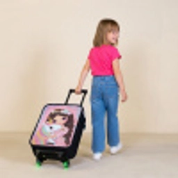 Meisje - Eenhoorn - Glitter Kinderkoffer - Zwart klein -sfeer1