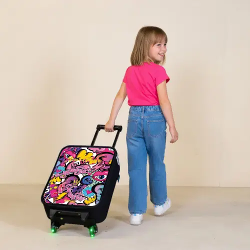 Girly graffiti Kinderkoffer - Zwart klein -sfeer1