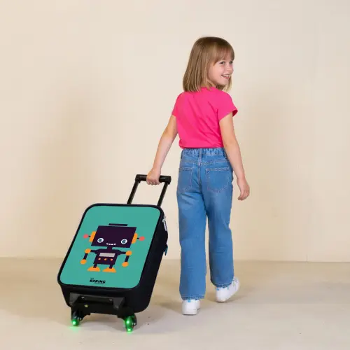 Groene robot Kinderkoffer - Zwart klein -sfeer1