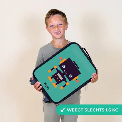 Groene robot Kinderkoffer - Zwart klein -sfeer4_NL