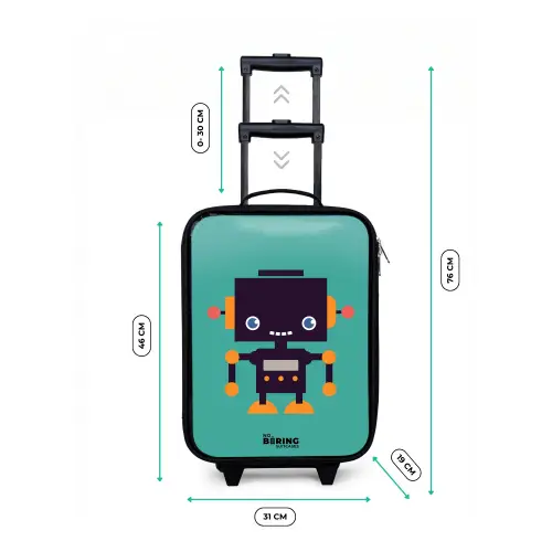 Groene robot Kinderkoffer - Zwart klein -productfoto_formaten