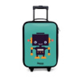 Groene robot Kinderkoffer - Zwart klein -3d