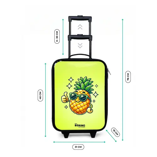 Blije ananas met groene achtergrond Kinderkoffer - Zwart klein -productfoto_formaten