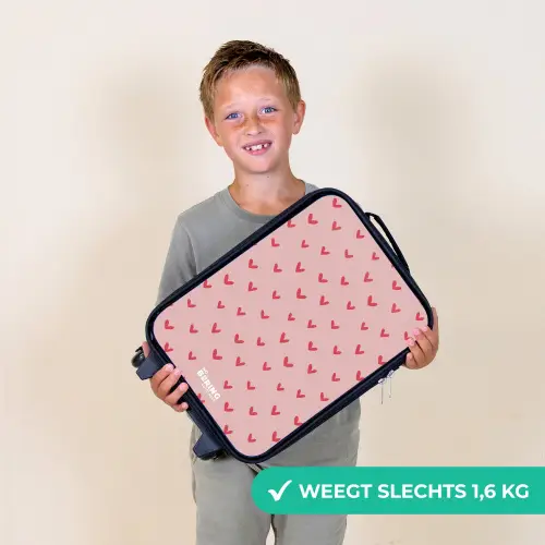 Hartjespatroon met roze kleuren Kinderkoffer - Zwart klein -sfeer4_NL