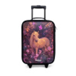 Paard - Bloemen - Paars - Vlinder Kinderkoffer - Zwart klein -3d