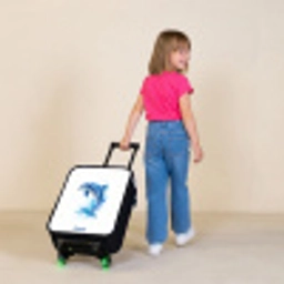 Springende blauwe dolfijn Kinderkoffer - Zwart klein -sfeer1