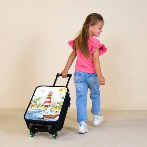 Vuurtoren met allemaal dieren Kinderkoffer - Zwart klein -sfeer1