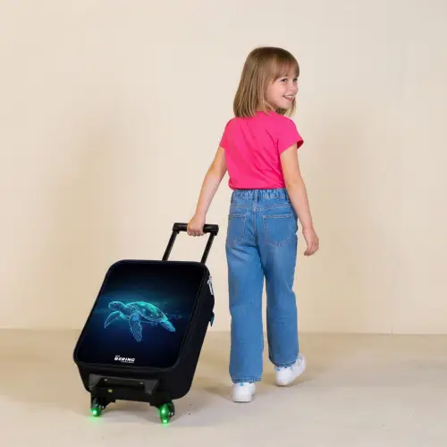 Lichtgevende schildpad in digitale oceaan Kinderkoffer - Zwart klein -sfeer1