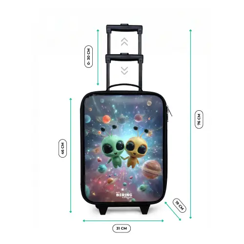 Vrolijke buitenaardse vrienden Kinderkoffer - Zwart klein -productfoto_formaten