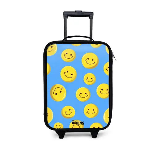 Vrolijke smileyregen Kinderkoffer - Zwart klein -3d