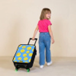 Vrolijke smileyregen Kinderkoffer - Zwart klein -sfeer1