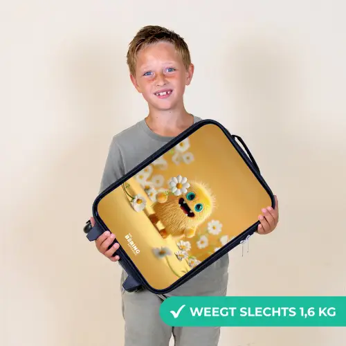 Monster - Wezen - Bloem - Geel Kinderkoffer - Zwart klein -sfeer4_NL