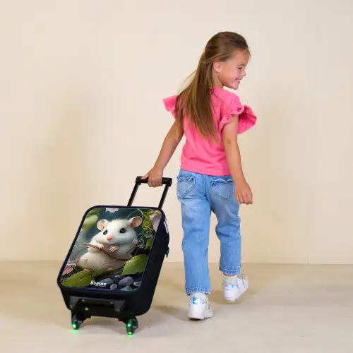 Muisje omringd door bladeren Kinderkoffer - Zwart klein -sfeer1