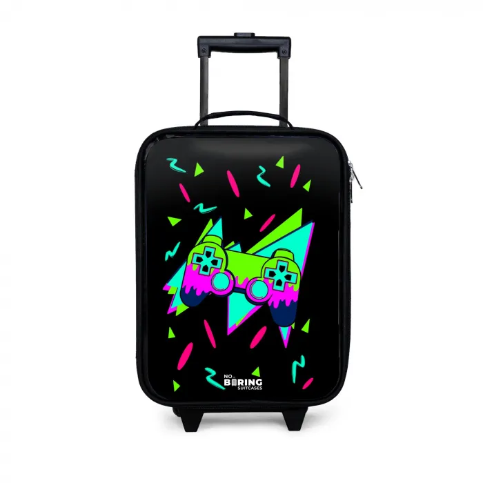Neon controller op zwart Kinderkoffer - Zwart klein -3d