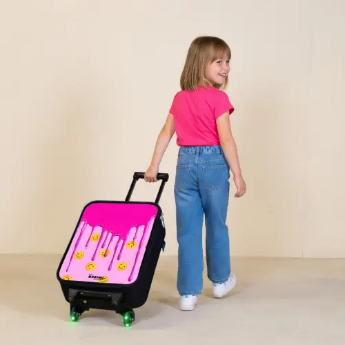 Verf - Smiley - Roze Kinderkoffer - Zwart klein -sfeer1