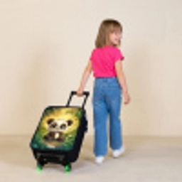 Panda - Bamboebos - Groen Kinderkoffer - Zwart klein -sfeer1