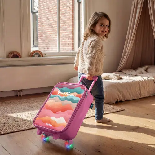 Abstracte golven Kinderkoffer - Roze klein -sfeer1