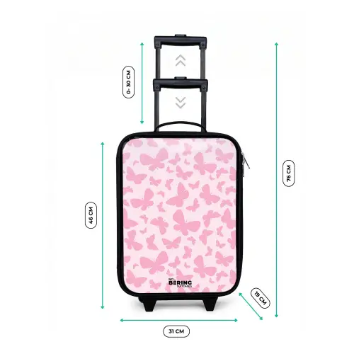 Roze vlinders Kinderkoffer - Zwart klein -productfoto_formaten