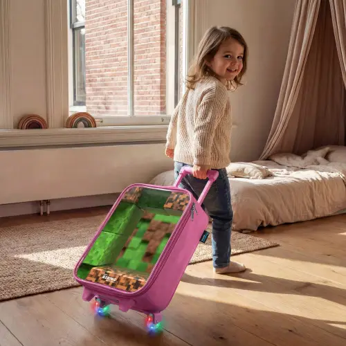 Close-up met pixelachtige blokken Kinderkoffer - Roze klein -sfeer1