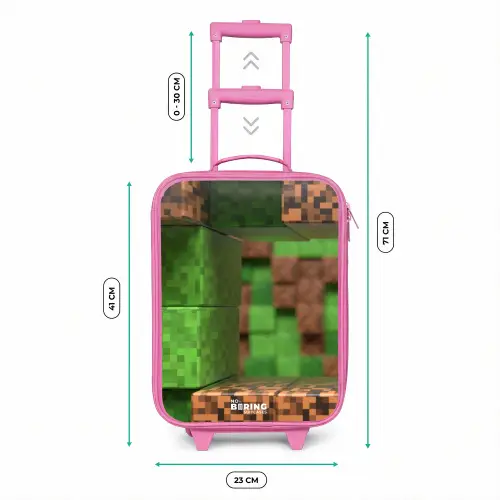 Close-up met pixelachtige blokken Kinderkoffer - Roze klein -productfoto_formaten