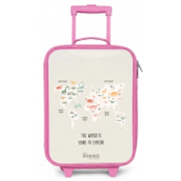 Dino wereldkaart Kinderkoffer - Roze klein -zz3dotto