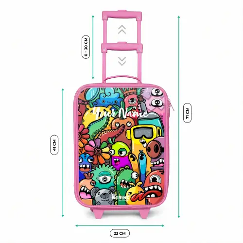 Expressief en druk patroon met monsters Kinderkoffer - Roze klein -productfoto_formaten