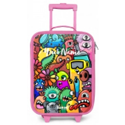 Expressief en druk patroon met monsters Kinderkoffer - Roze klein -zz3dotto