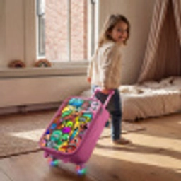 Expressief en druk patroon met monsters Kinderkoffer - Roze klein -sfeer1