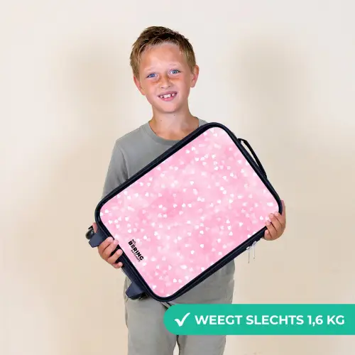 Roze glitter hartjes Kinderkoffer - Zwart klein -sfeer4_NL