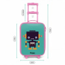 Groene robot Kinderkoffer - Roze klein -productfoto_formaten