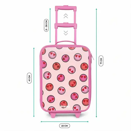 Hartje - Smiley - Patroon Kinderkoffer - Roze klein -productfoto_formaten