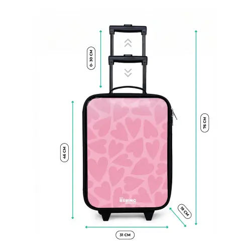 Roze hartjes patroon Kinderkoffer - Zwart klein -productfoto_formaten