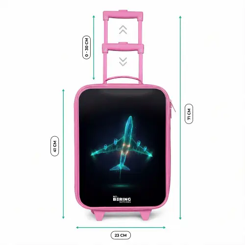 Lichtgevend vliegtuig Kinderkoffer - Roze klein -productfoto_formaten