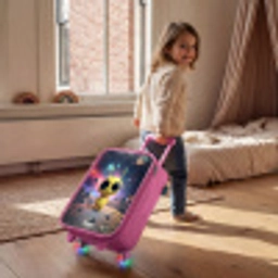 Vrolijk buitenaards wezentje Kinderkoffer - Roze klein -sfeer1