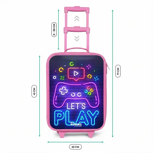 Neoncontroller tegen een bakstenen muur Kinderkoffer - Roze klein -productfoto_formaten