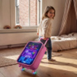 Neoncontroller tegen een bakstenen muur Kinderkoffer - Roze klein -sfeer1