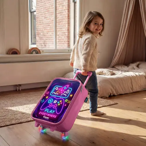 Neonillustratie met een controller Kinderkoffer - Roze klein -sfeer1