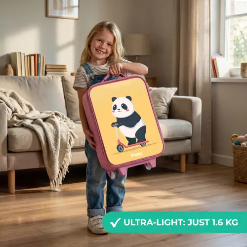 Panda - Step - Geel Kinderkoffer - Roze klein -sfeer2_EN