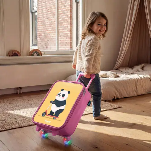 Panda - Step - Geel Kinderkoffer - Roze klein -sfeer1