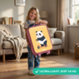 Panda - Step - Geel Kinderkoffer - Roze klein -sfeer2_EN
