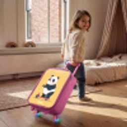 Panda - Step - Geel Kinderkoffer - Roze klein -sfeer1