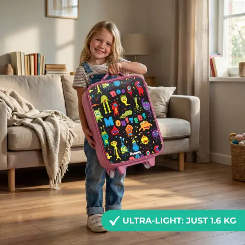 Patroon van monsters Kinderkoffer - Roze klein -sfeer2_EN
