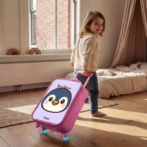 Pinguïn Kinderkoffer - Roze klein -sfeer1